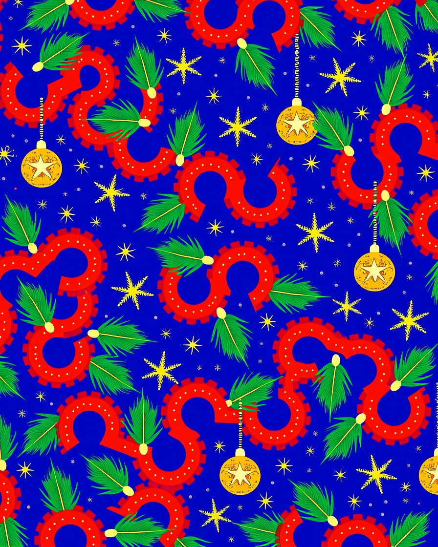 Red Serpent Winding Holiday Scene Rug