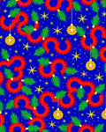 Red Serpent Winding Holiday Scene Rug