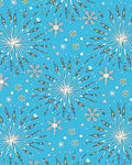 Bright Blue Stellar Burst Flower Rug
