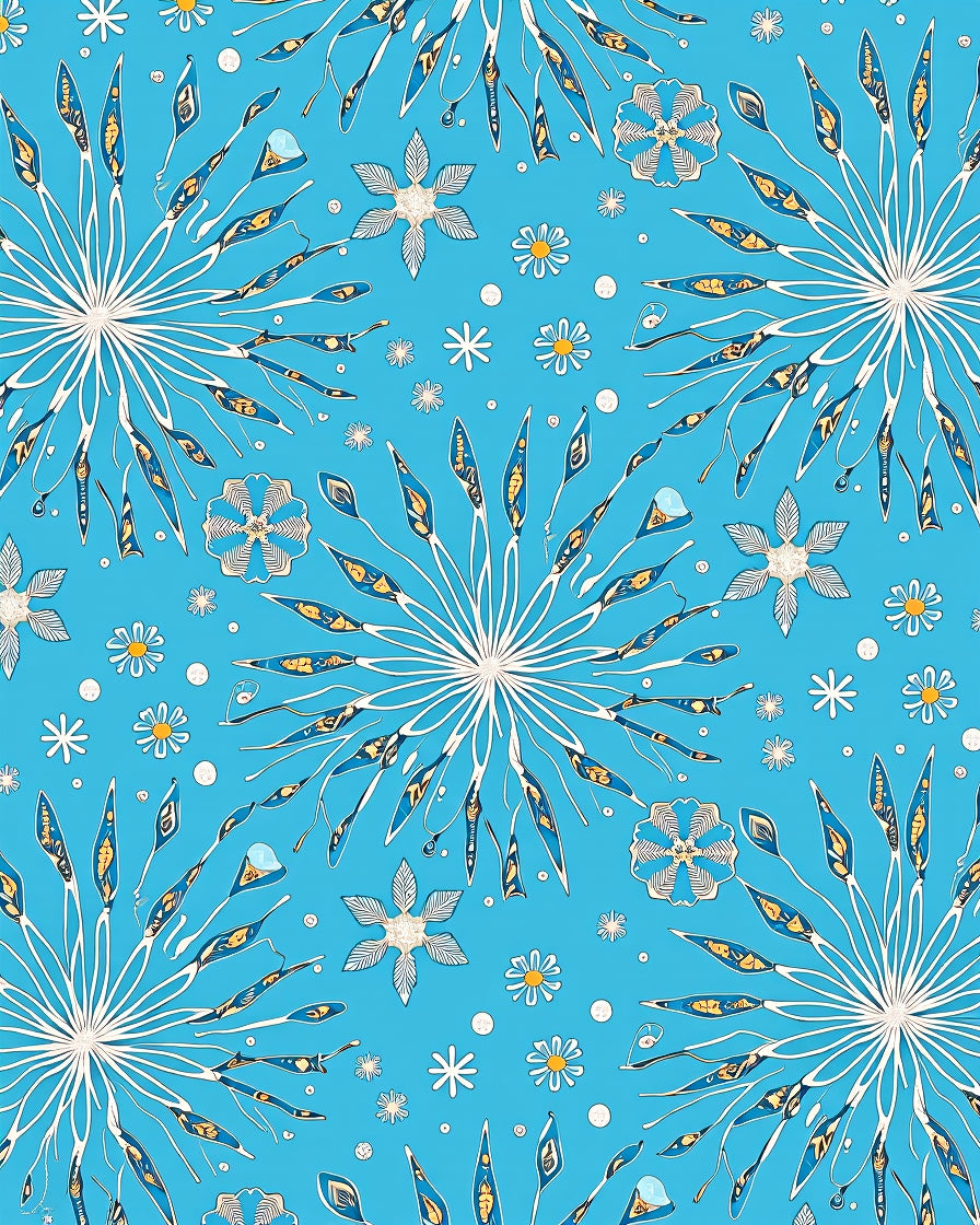 Bright Blue Stellar Burst Flower Rug