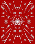 Crimson Starburst Floral Medallion Rug