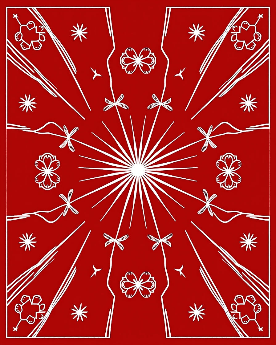 Crimson Starburst Floral Medallion Rug