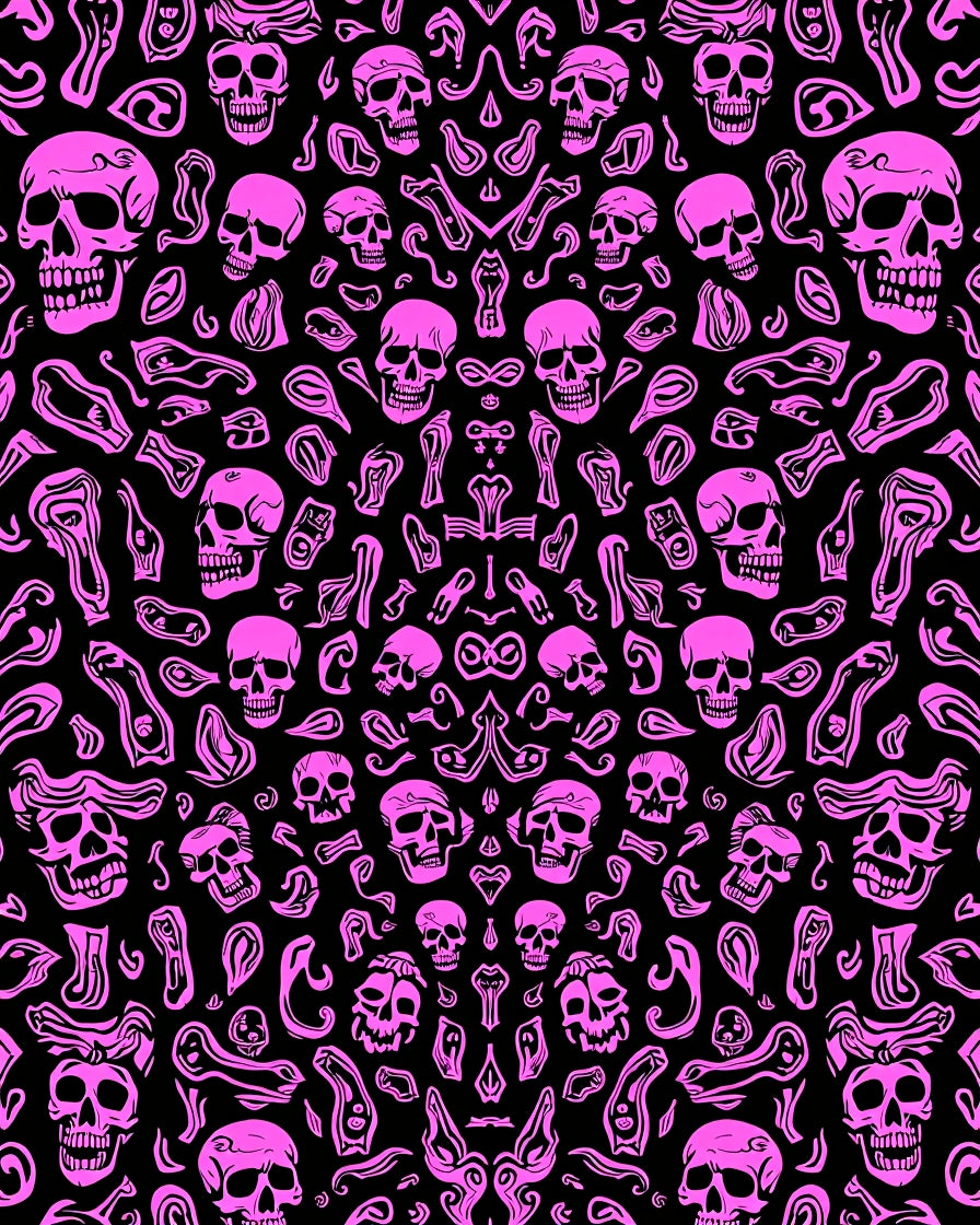 Pink Skull All Over Print Rug