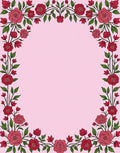 Romantic Red Rose Garland Border Rug