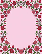 Romantic Red Rose Garland Border Rug