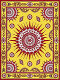 Crimson Sunburst Yellow Tribal Medallion Rug