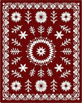 Deep Red Floral Branch Border Rug