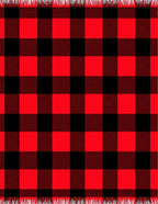Classic Red Black Plaid Checks Rug