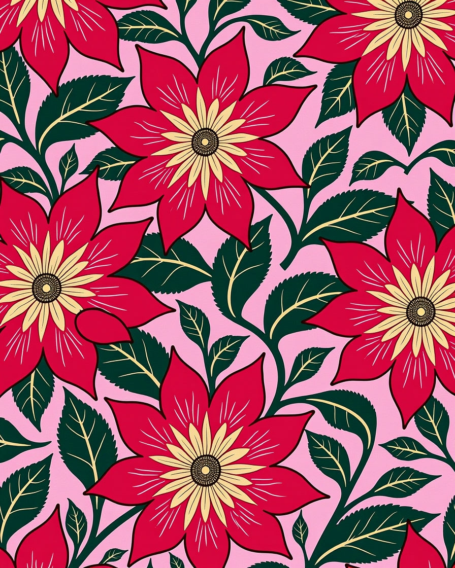 Radiant Crimson Floral Vines Rug