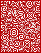Bold Red Swirl Spiral Collage Rug