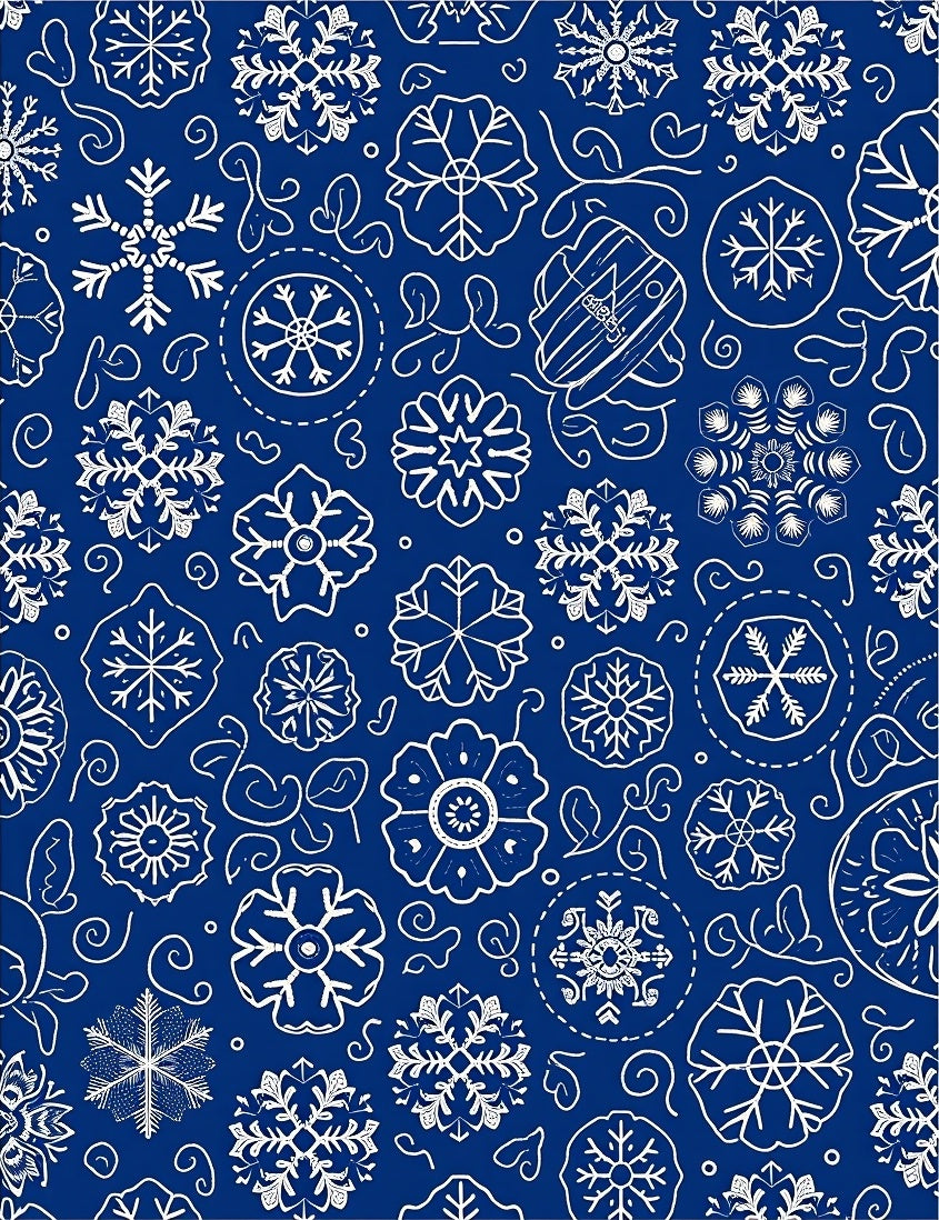 Deep Blue Snowflake Scatter Rug