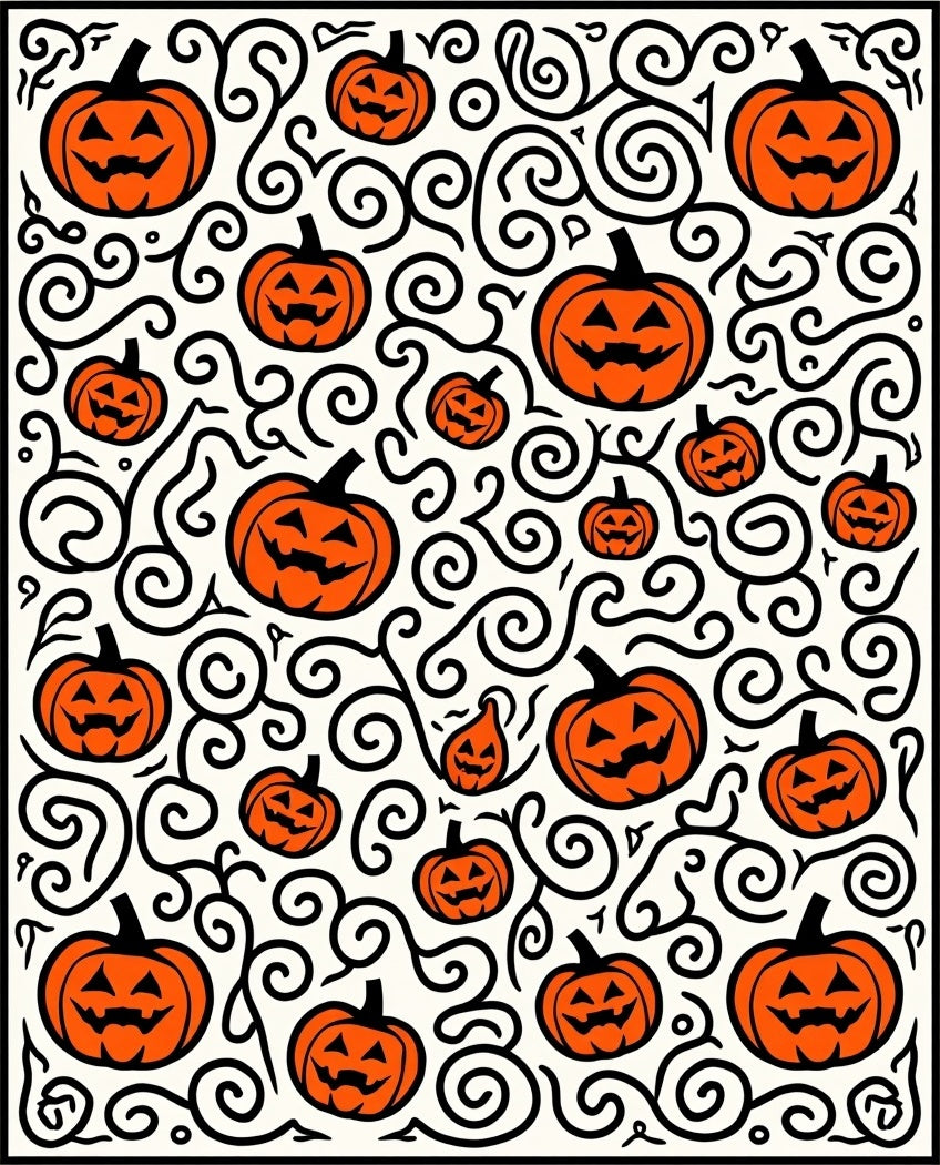 Orange Jack O Lantern Swirls Rug