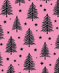 Whimsical Black Pine Stars Pink Rug