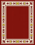 Crimson Bordered Folk Art Rug