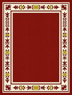 Crimson Bordered Folk Art Rug