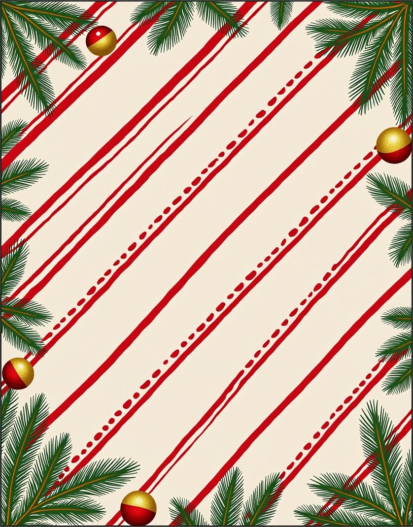 Warm Cream Red Candy Cane Corner Accents Rug