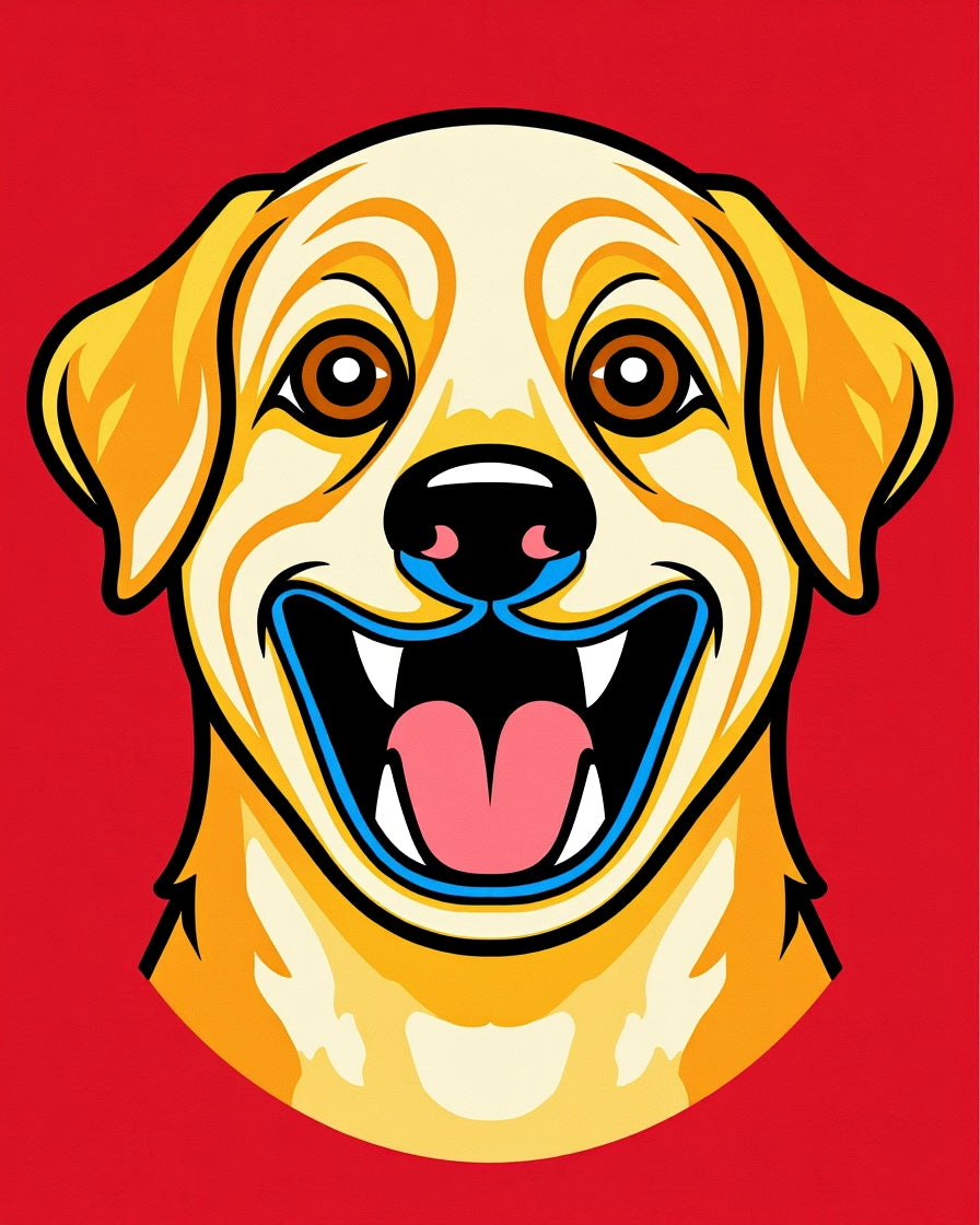 Golden Lab Grinning Dog Portrait Rug