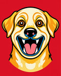 Golden Lab Grinning Dog Portrait Rug