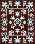 Brown White Blue Snowflake Medallion Rug