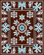 Brown White Blue Snowflake Medallion Rug