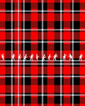 Red Black White Plaid People Silhouettes Rug