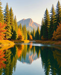 Golden Autumn Forest River Reflection Rug