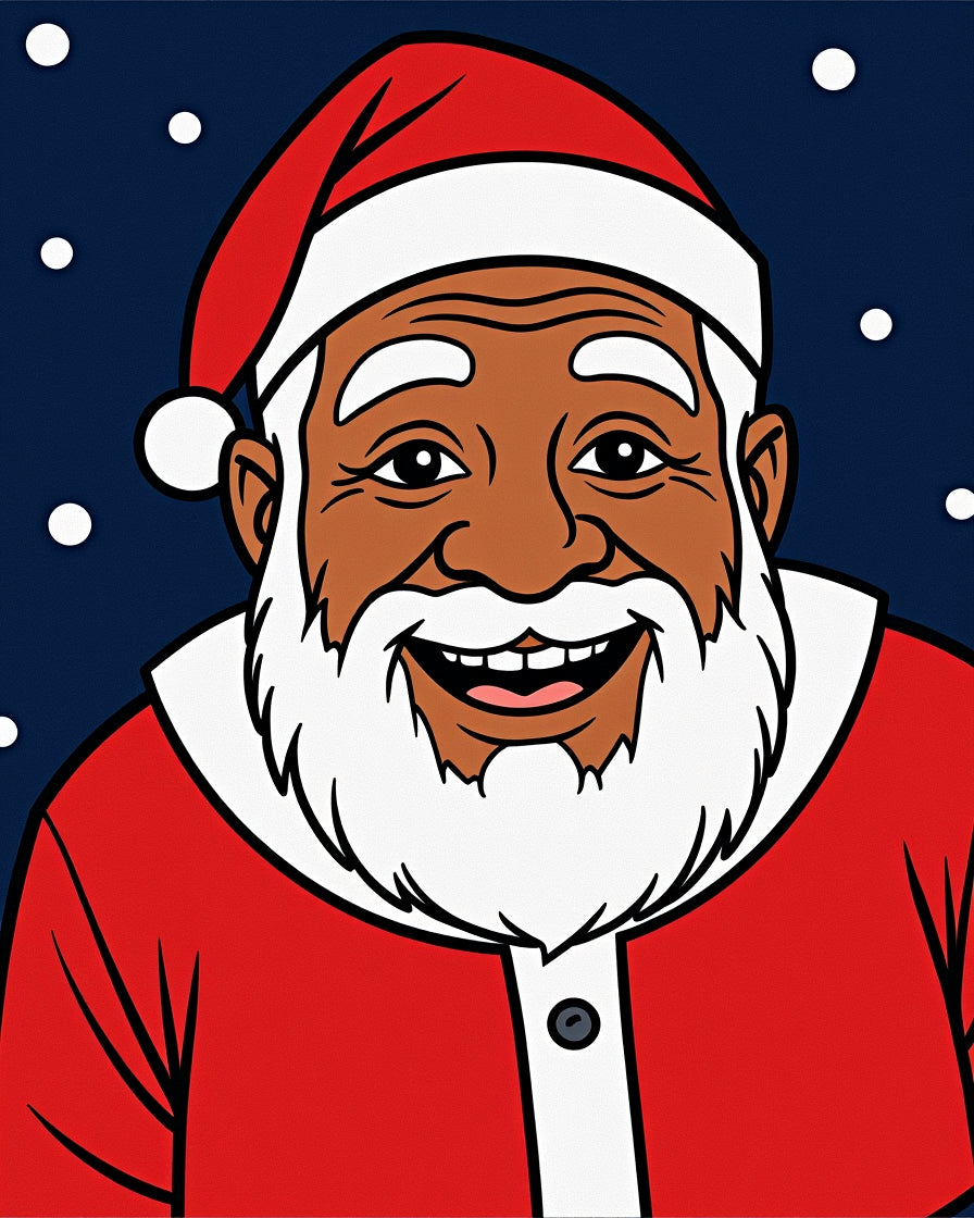 Festive Black Santa Claus Holiday Rug