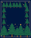 Deep Blue Evergreen Starry Forest Rug