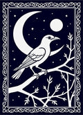 Dark Night Raven Moon Tree Border Rug