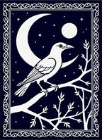 Dark Night Raven Moon Tree Border Rug