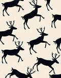 Black Deer Silhouette Cream Background Rug