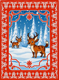 Whimsical Winter Deer Forest Scene Rug