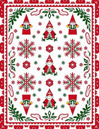 Festive Gnomes Snowflake Holiday Whimsical Rug