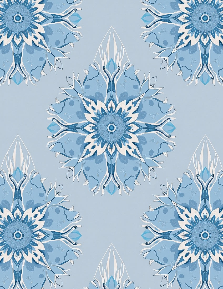 Soft Blue Mandala Bloom Rug
