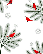 Red Cardinal Christmas Tree Snowflakes Rug