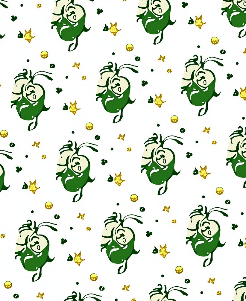 Whimsical Green Clover Star Sprinkle Rug