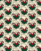 Cream Red Green Holly Berry Garland Rug