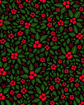 Red Floral Garden on Black Background Rug