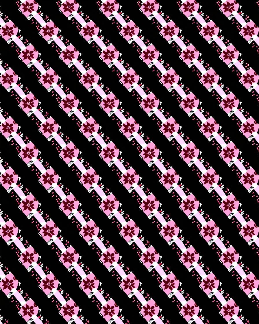 Pink Petal Ribbon Repeating Pattern Rug