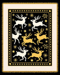 Golden Swift Deer Starry Black Background Rug