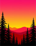 Vibrant Sunset Forest Mountain Layers Rug