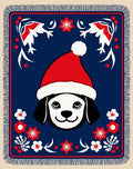 Festive Blue Christmas Puppy Floral Rug