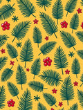Red Hibiscus Green Palm Frond Rug