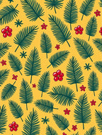 Red Hibiscus Green Palm Frond Rug
