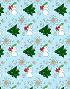 Winter Snowman Christmas Tree Snowflakes Rug