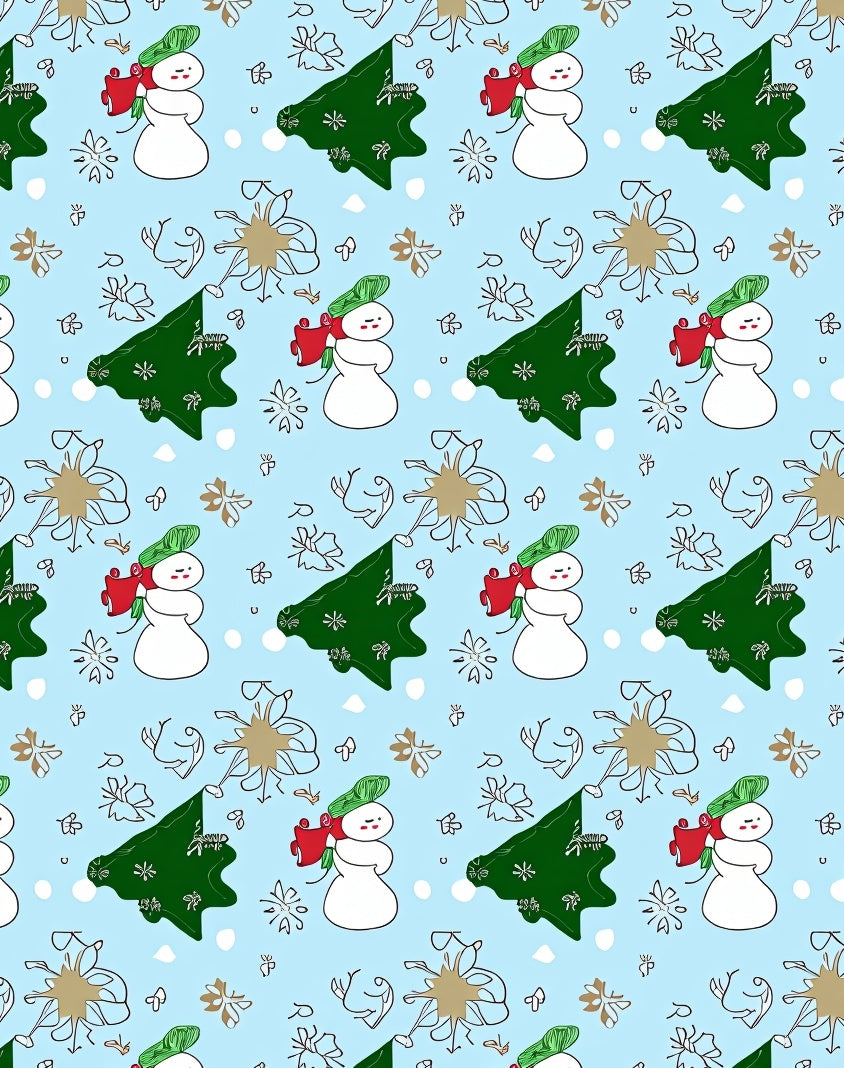 Winter Snowman Christmas Tree Snowflakes Rug