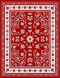 Crimson Red White Floral Medallion Rug