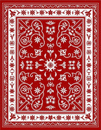 Crimson Red White Floral Medallion Rug
