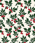 Festive Red Berry Holly Sprigs Rug