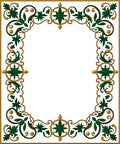 Emerald Green Gold Floral Border Accent Rug